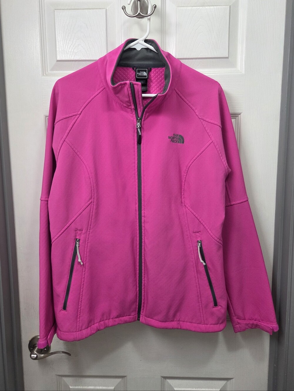 The North Face Women's Hot Pink Full-Zip Softshell Jacket Outdoor Gorpcore XL